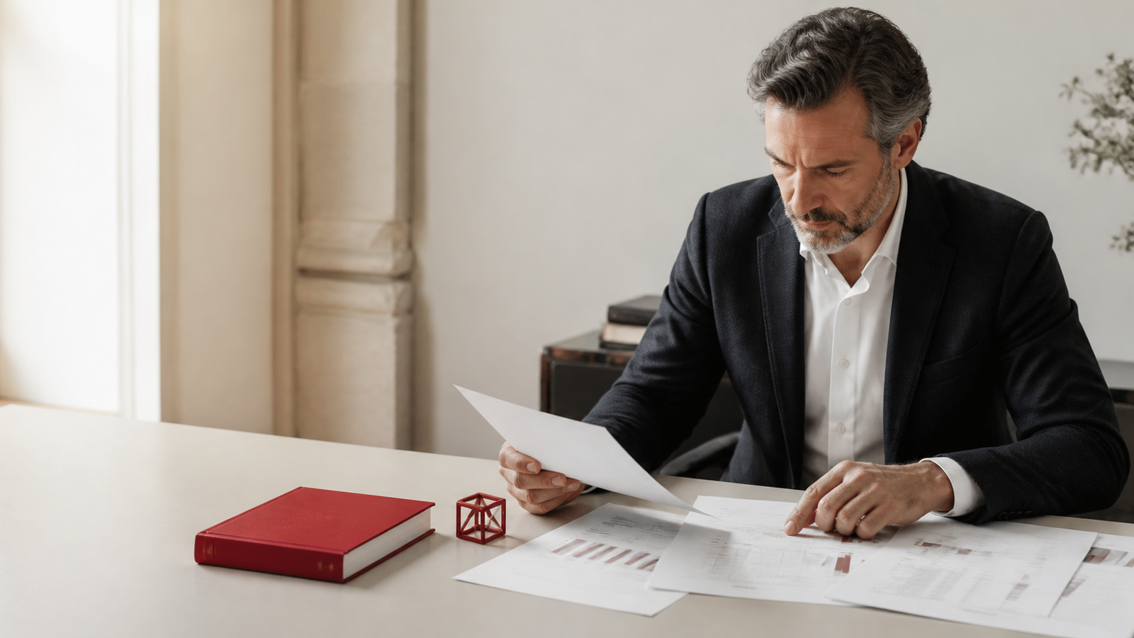 Financial documents and business discussion